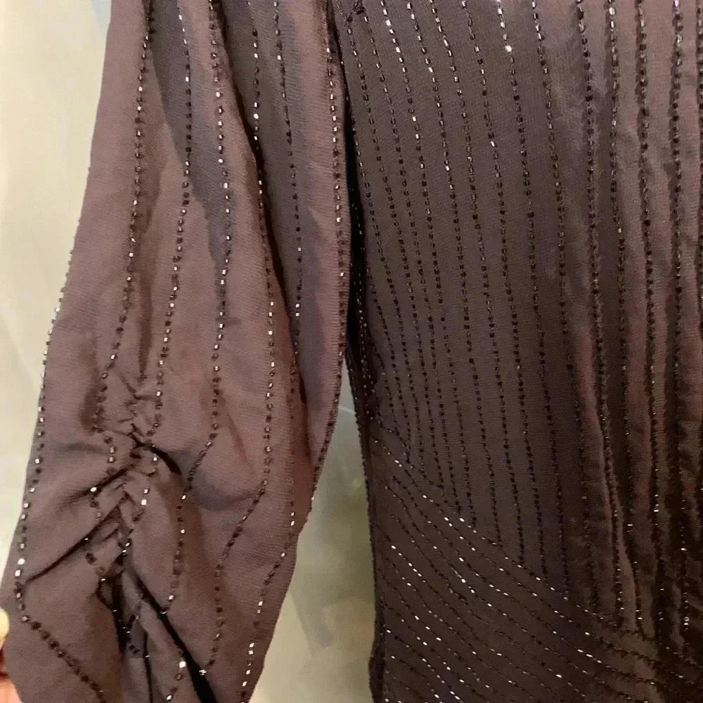 NWT Jennifer Lopez  Navy Blue Beaded Dress Size L - Picture 4 of 7